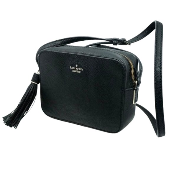 KATE SPADE~Naomi Camera Bag~BLACK PEBBLED LEATHER CROSSBODY BAG w/Tassel - Picture 3 of 6